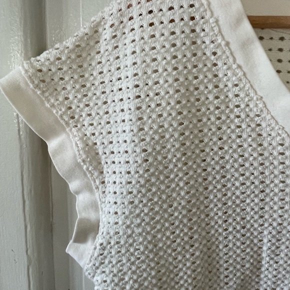 Madewell Crop Tee Womens Large White Mesh Playful Minimalist Basic With Edge - Picture 3 of 7